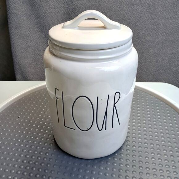 Rae Dunn Ceramic Flour Print Large Kitchen Canister Jar - Picture 1 of 8